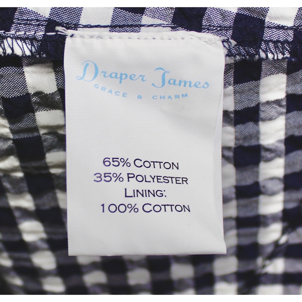 Draper James Gingham Dress Women Size 4 Navy Blue White Fit Flare Spring Picnic - Picture 7 of 10